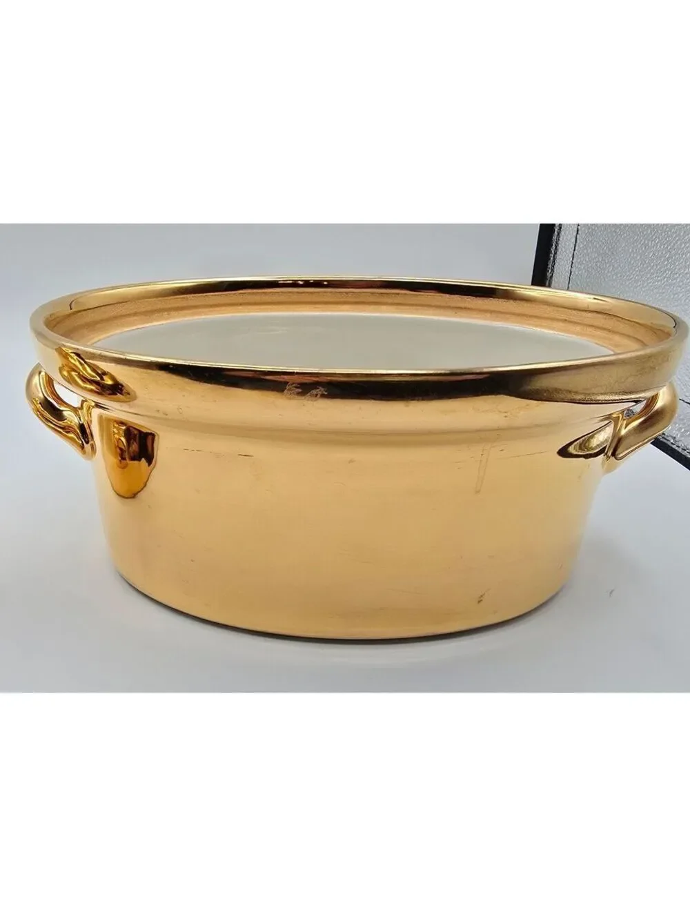 Vintage Hall China Golden Glo 24K Duck Covered Casserole Gump's San Francisco